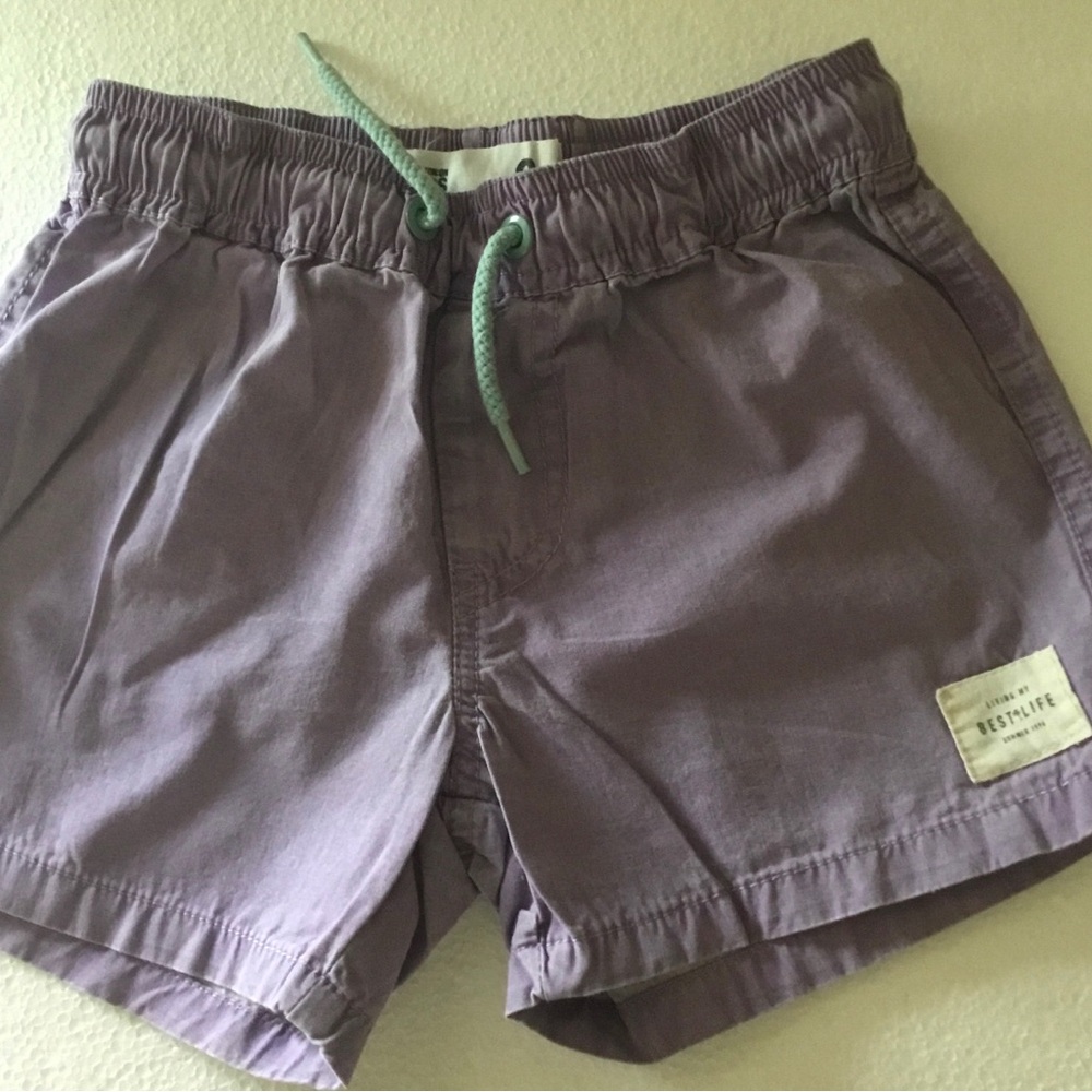 Cotton On Kids Purple Shorts with Green Drawstring